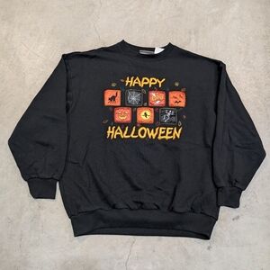 VTG 90s Basic Editions Black Halloween Crewneck Sweater Unisex M